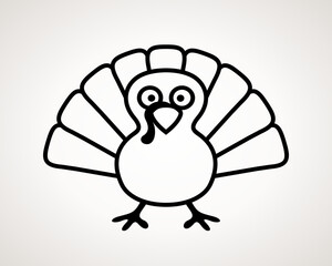 Monochrome outline Cartoon of turkey
