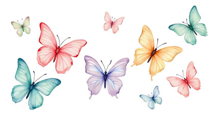 Fototapeta premium Digital Art of Emojis and Colorful Fluttering ButterfliesJoyful Emojis and Bright Multicolor Butterfly Background