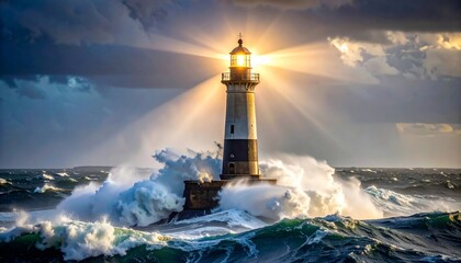 Lighthouse in Stormy Seas: A Beacon of Hope