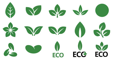 A versatile vector collection of green leaf icons set, illustrating concepts of ecology, nature, and sustainability