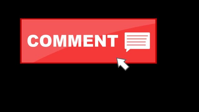 video animation click computer cursor mouse comment button digital, on a transparent background with alpha channel set to zero