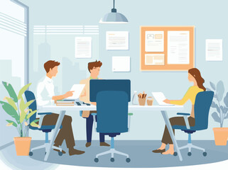 Adobe Illustrator Artwork 3 People in office room.