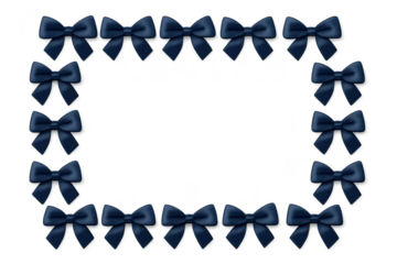 Elegant frame with navy blue ribbons isolated on transparent background style.