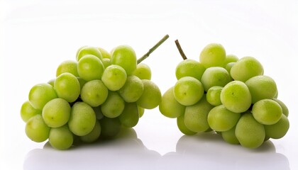 Two Bunch Of Shine Muscat Grapes Isoalted On White Background