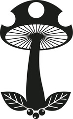 Mushroom Silhouette on a White Background

