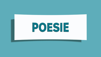 Poesie (poetry) - A card isolated on light green background.