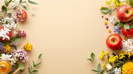 easter greeting card with eggs and flowers