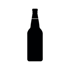 Beer Bottle Black Silhouette Vector Icon
