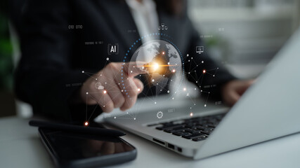 Global AI network showing connection between AI, global, and network elements across the digital world and data infrastructure Latch