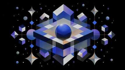 Neural network, geometric digital network, overlapping, black background, blue, neural brain, networking through ai, conceptual artwork
