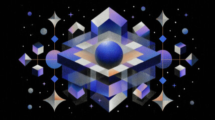 Neural network, geometric digital network, overlapping, black background, blue, neural brain, networking through ai, conceptual artwork
