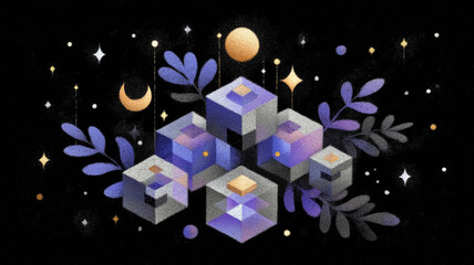 Neural network, geometric digital network, overlapping, black background, blue, neural brain, networking through ai, conceptual artwork
