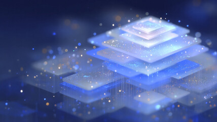 Neural network, geometric digital network, overlapping, black background, blue, neural brain, networking through ai, conceptual artwork
