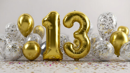 Celebrating New Beginnings with gold number balloons and festive confetti