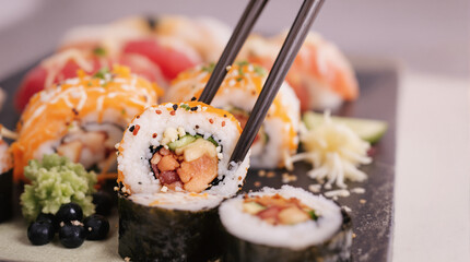sushi and chopsticks