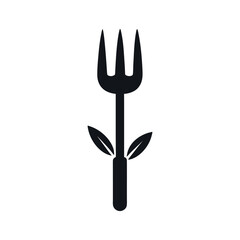 Garden Fork Black Silhouette Vector Icon