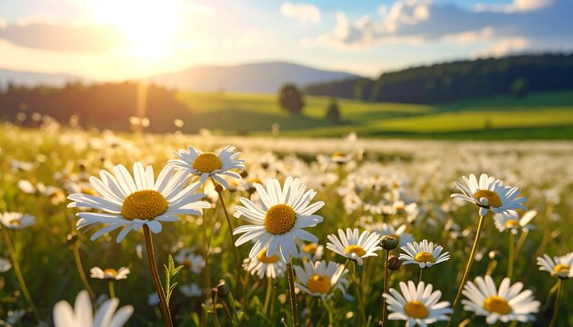 A field of daisies at sunset (1)