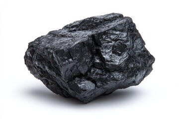 Obraz premium Coal Tar. Black Stone of Bitumen on Isolated White Background