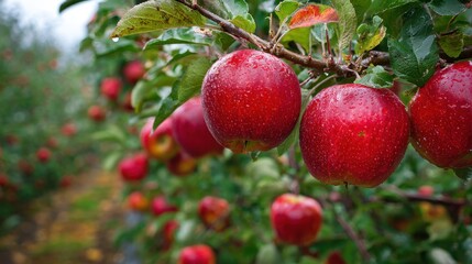 Washington Apple Orchard. Harvesting Fresh Red Apples from Lush Fruit Plantation
