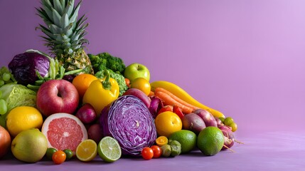 World vegan day celebration with colorful fresh fruits