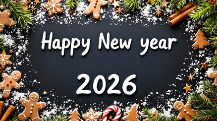 happy new year  card with chalk
