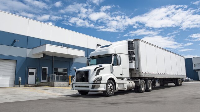 Loading Refrigerated Truck. Parked Truck at Loading Dock for Efficient Refrigerated Delivery