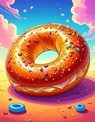Colorful bagel illustration