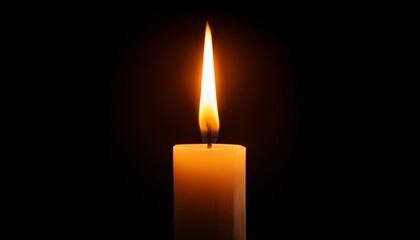 Solitary Candle Flame Illuminating Darkness With Warm Glow