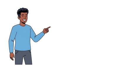 Friendly African American Man Showing Empty Space, Vector Illustration