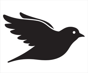 Obraz premium Flying bird silhouette with outstretched wings isolated on white