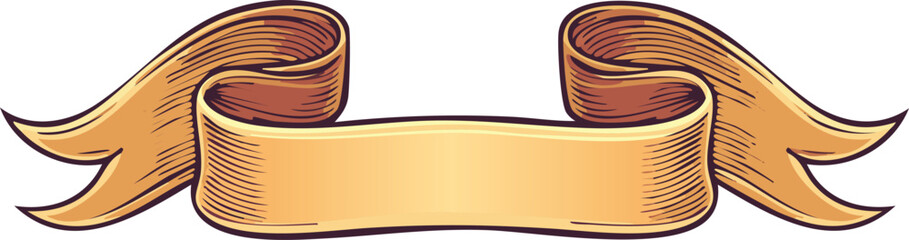 Decorative Ribbon with Curled Ends Illustration