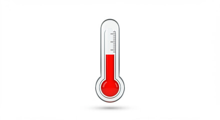 High-Resolution 3D Render of a Realistic Glass Thermometer with Red Liquid, Isolated on White Background, Perfect for Weather, Science, Medical, and Infographic Designs.  This meticulously crafted ...