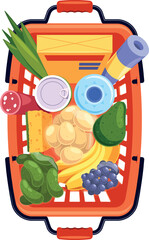 Healthy food shopping basket vector illustration