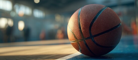 Basketball on Court: Game Ready