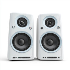 stereo speaker pair modern audio equipment isolated on white background