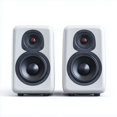 Fototapeta premium stereo speaker pair modern audio equipment isolated on white background