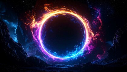 Cosmic ring portal, vibrant colors