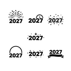 Vector art of collection of 2027 new year designs, featuring various decorative elements for celebration and festive themes