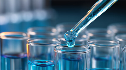 A precision laboratory experiment using a pipette to transfer liquid samples in tubes , symbolizing accuracy, research, and scientific innovation.