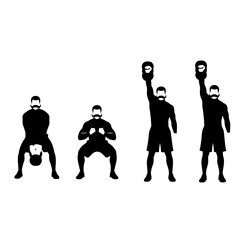 Vector art of kettlebell exercise set of kettlebell icons kettlebell, gym, sport, fitness, workout, training, strength