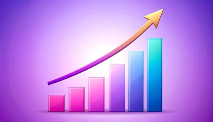 Colorful bar graph with upward trend