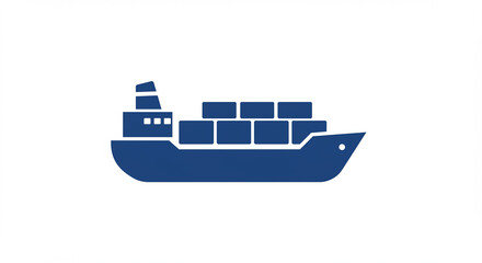 Cargo Ship Icon: A Detailed Vector Illustration of a Container Vessel for Maritime, Logistics, and Transportation Designs. Perfect for Websites, Apps, Presentations, and Branding Materials. This cl...