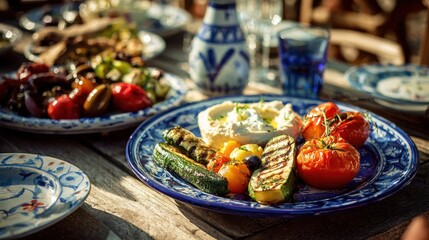 Mediterranean Grilled Vegetables and Hummus