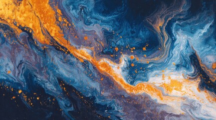 Naklejka premium Abstract Cosmic Swirl: A Stunning Display of Blue and Orange Colors in a Textured Space-inspired Artwork