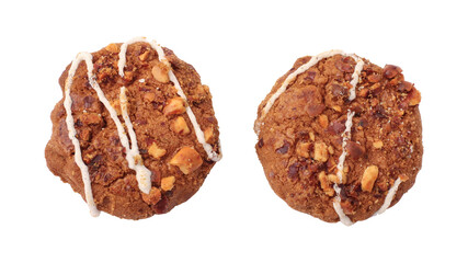 Chocolate chip cookies isolated on transparent background