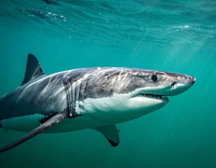 Naklejka premium Great white shark underwater
