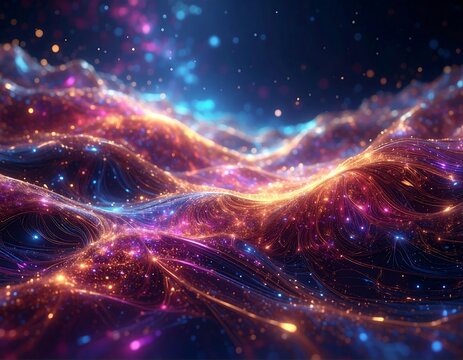 Abstract swirling patterns of glowing particles
