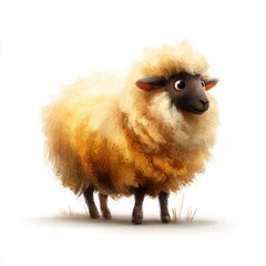 The sheep, with their fluffy coats and pink cheeks, are beautifully captured in a watercolor style that emphasizes softness and gentleness