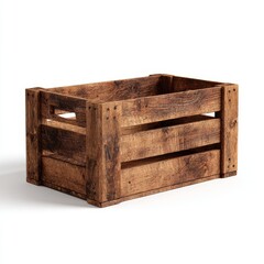 The wooden crate boasts a natural texture and watercolor effect, displaying a rustic design and expert craftsmanship in a combination of light and dark brown tones