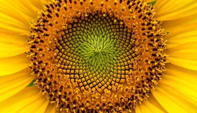 Close-up sunflower center, vibrant colors - Powered by Adobe